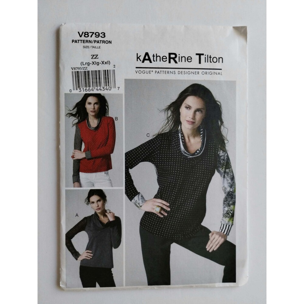 V8793 Vogue Sewing Pattern Misses Top size 16-26 Katherine Tilton Design